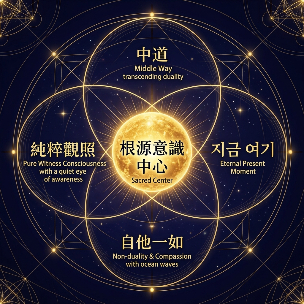「중도」「중금」「아마노미나카누시」「관찰자」의 통합 근원적 의식과 보편적 영성의 도해