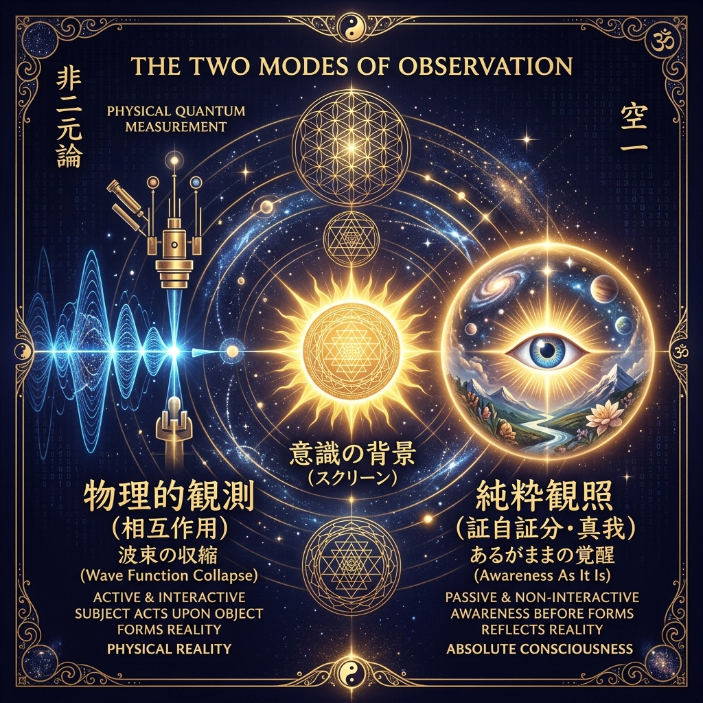 量子力学の「観測者効果」と東洋哲学の「純粋観察者」の決定的識別 インフォグラフィック図解