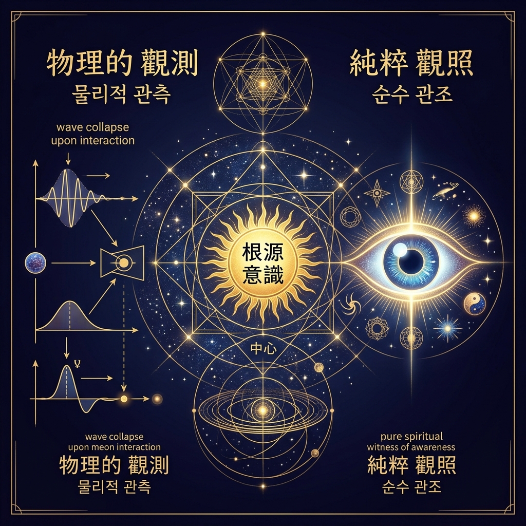 양자역학의 「관찰자 효과」와 동양철학의 「순수관찰자」의 결정적 식별 인포그래픽 도해